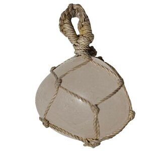 Vintage Clear Glass Fishing Float Pendant Knotted Rope Netting Nautical Jewelry